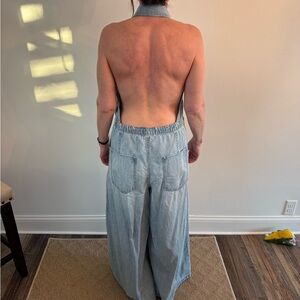 Free People Light Blue Denim Jumpsuit